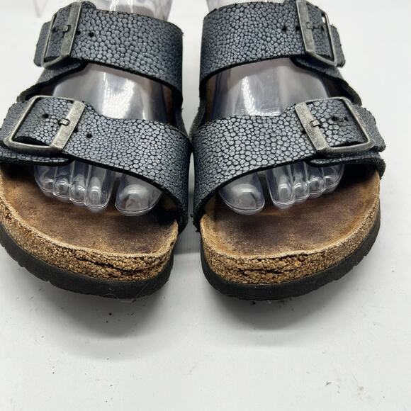 Birkenstock Arizona Sandals Shoes Womens 41 US 9-9.5 Shiny Blue Strap Buckle - Picture 4 of 9